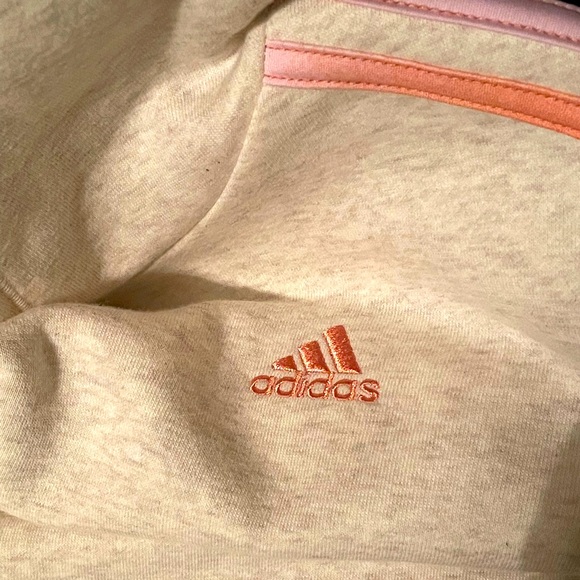 NWT adidas 3-Stripe Girls Fleece Hoodie. “Tan Heather”/Pink. Size: Small(7/8) - Picture 12 of 16
